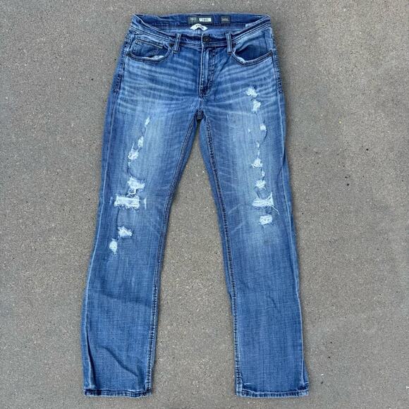 Buckle BKE Jake 34XL Bootleg Blue Distressed Jeans ABP15132 - Picture 1 of 8